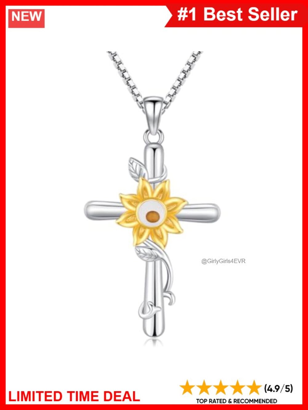 925 Sterling Silver Mustard Seed Cross Necklace Faith Pendant Christian Gift